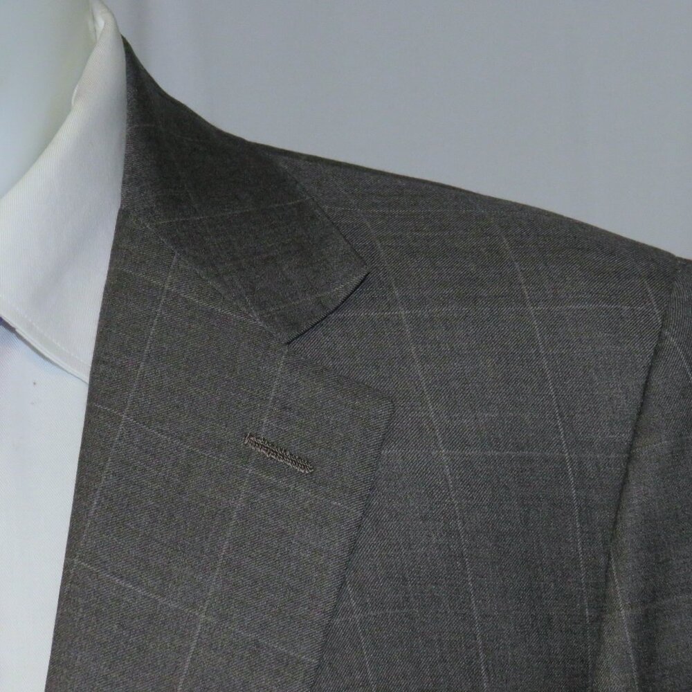 St. Saint Andrews Super 160 Gray Windowpane Plaid Two Button Suit 44R - Picture 7 of 16